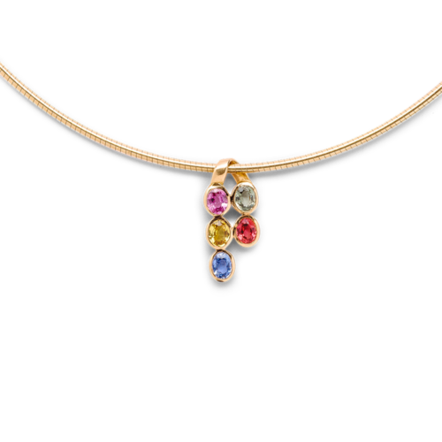 Alchimie pendentif saphirs multicolores De Gralie