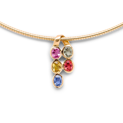 Alchimie pendentif saphirs multicolores zoom De Gralie