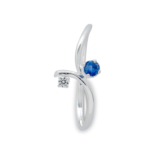 Attirante bague or saphir diamant vue dessus De Gralie