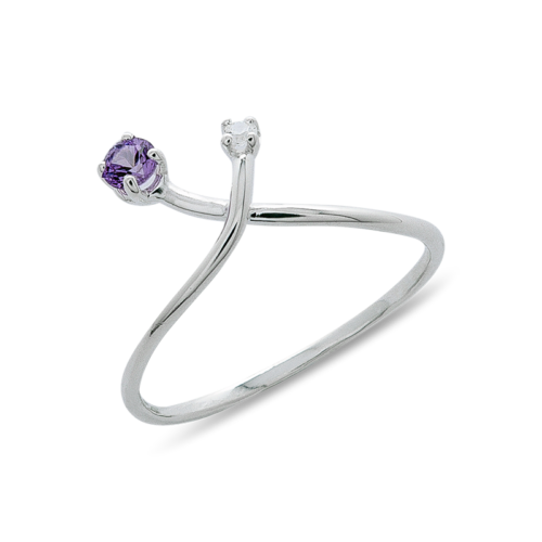 Attraction bague or diamant saphir violet De Gralie