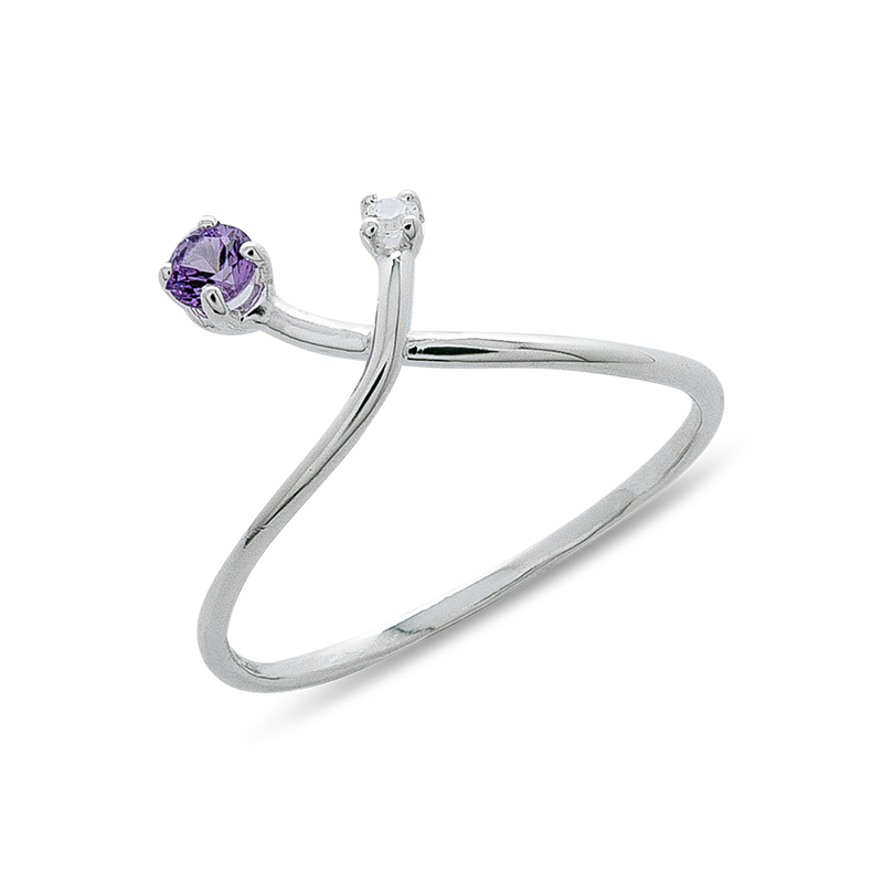 Attraction bague or diamant saphir violet De Gralie