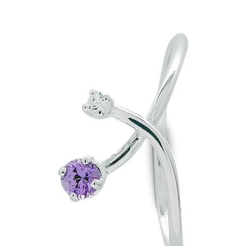 Attraction bague or diamant saphir violet zoom De Gralie