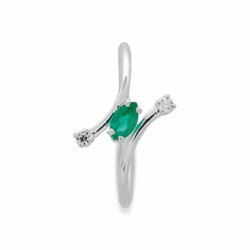 Baker bague or diamants émeraude vue dessus De Gralie