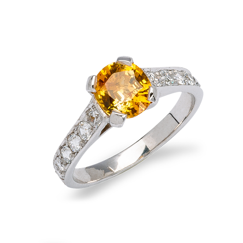 Cécilia bague or diamants saphir zoom De Gralie