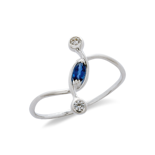Charleston bague or saphir diamants De Gralie
