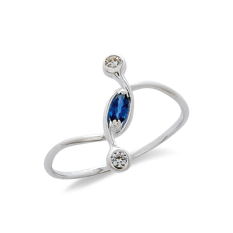 Charleston bague or saphir diamants De Gralie