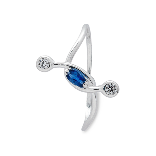 Charleston bague or saphir diamants vue dessus De Gralie