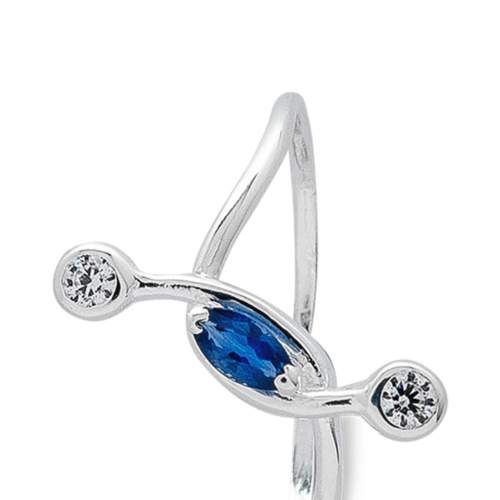 Charleston bague or saphir diamants zoom De Gralie