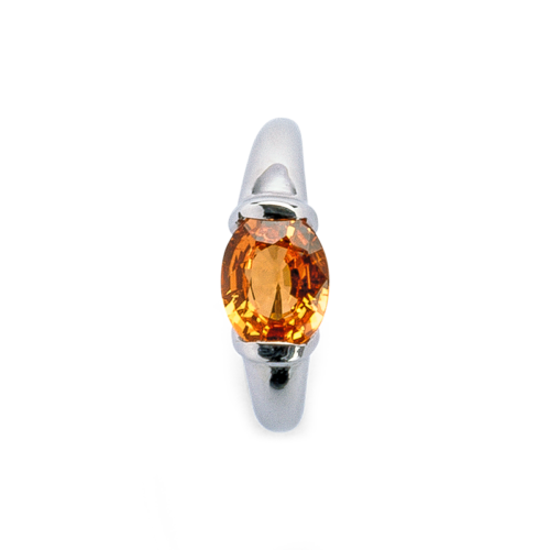 Clémentine bague or saphir orange vue dessus De Gralie
