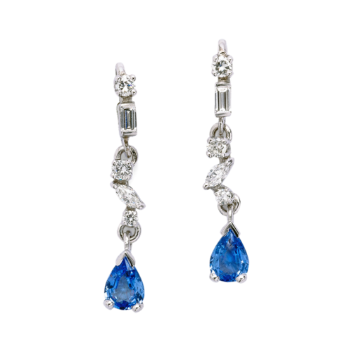 Éclair boucles d'oreilles or diamants saphir zoom De Gralie