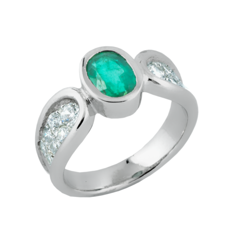 Éden bague or émeraude diamants De Gralie