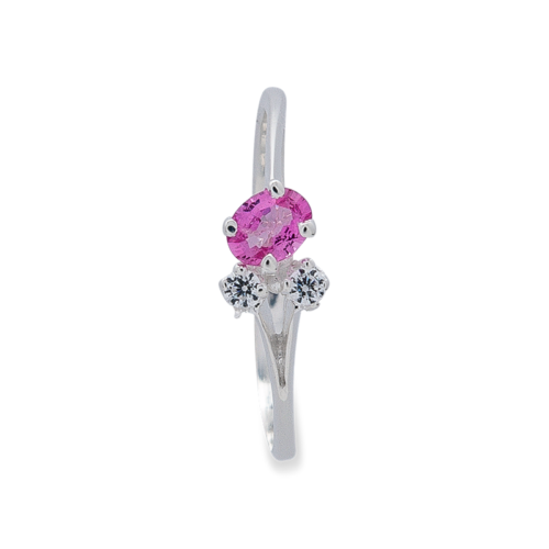 Grenade bague or saphir rose diamants vue dessus De Gralie
