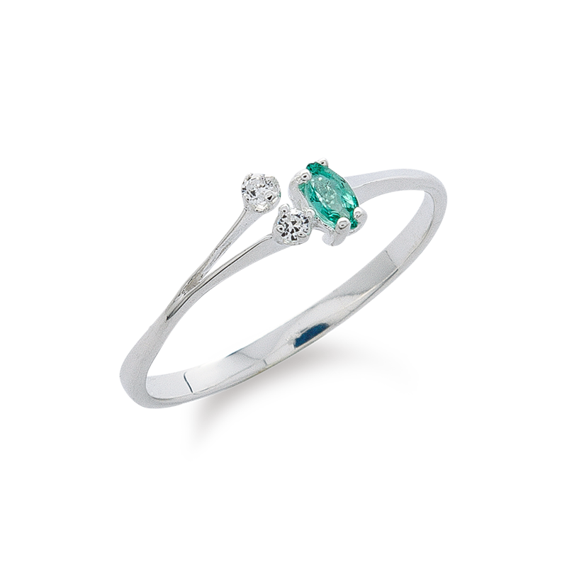Kiwi bague or diamants émeraude De Gralie