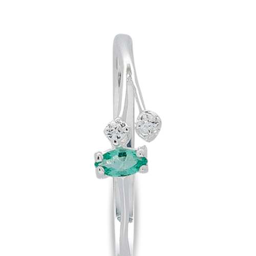 Kiwi bague or diamants émeraude zoom De Gralie