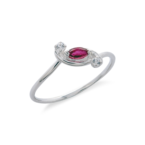 Line bague or diamants rubis De Gralie