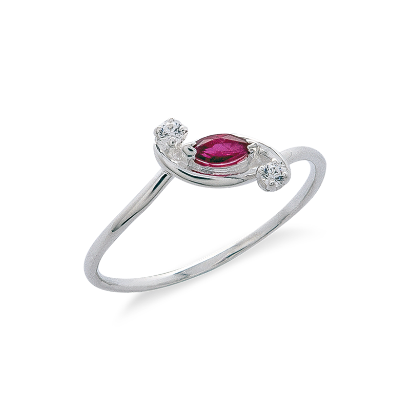 Line bague or diamants rubis De Gralie