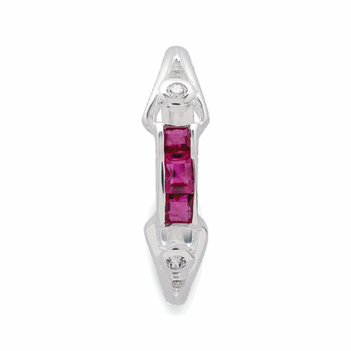 Ruban bague or diamants rubis vue dessus De Gralie