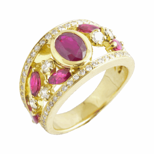 Scarlette bague or rubis et diamants De Gralie