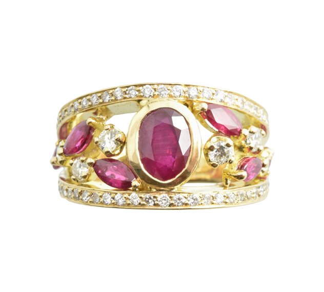 Scarlette bague or rubis et diamants De Gralie dessus