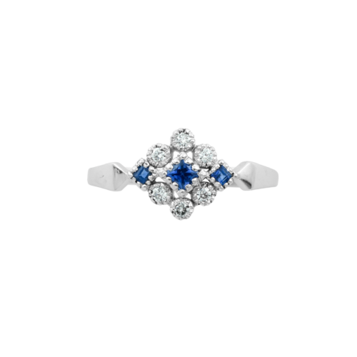 Mélitée bague or saphirs et diamants De Gralie dessus
