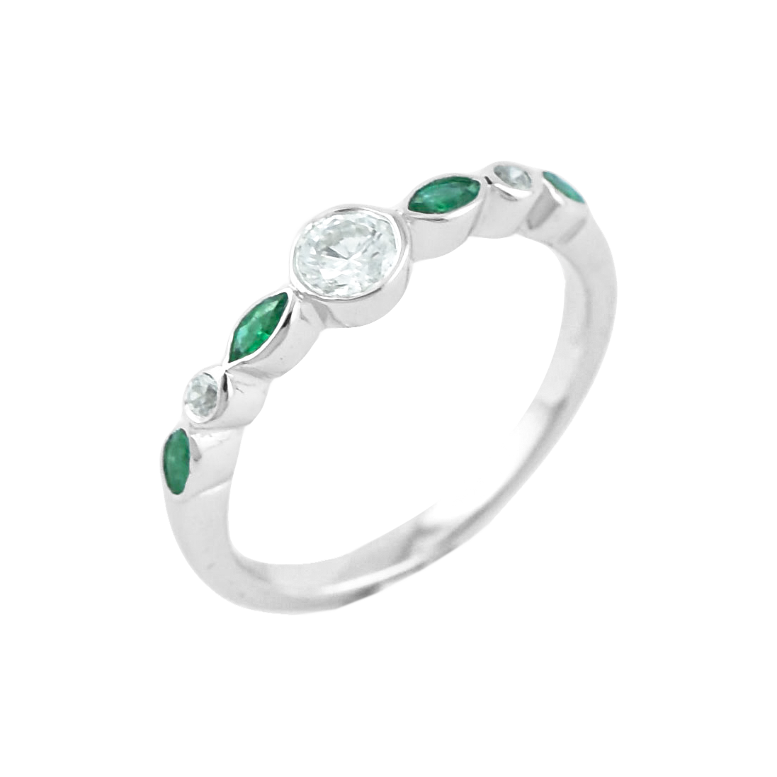 Musette demi alliance or diamants et émeraude De Gralie
