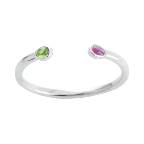 Ulna Bracelet or ou argent péridot et tourmaline De Gralie face