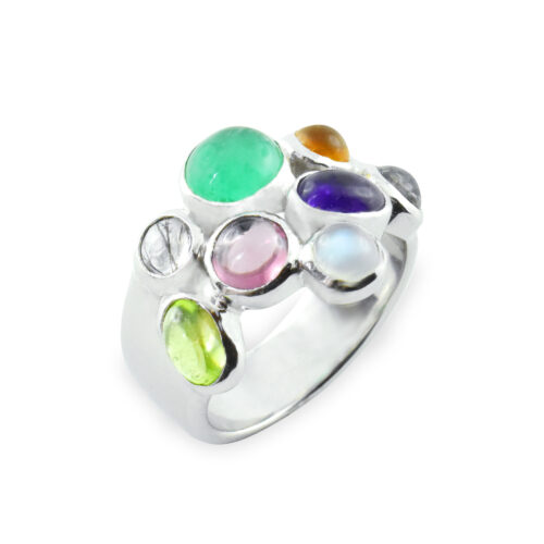 bague en or et pierres multicolores modèle archipel