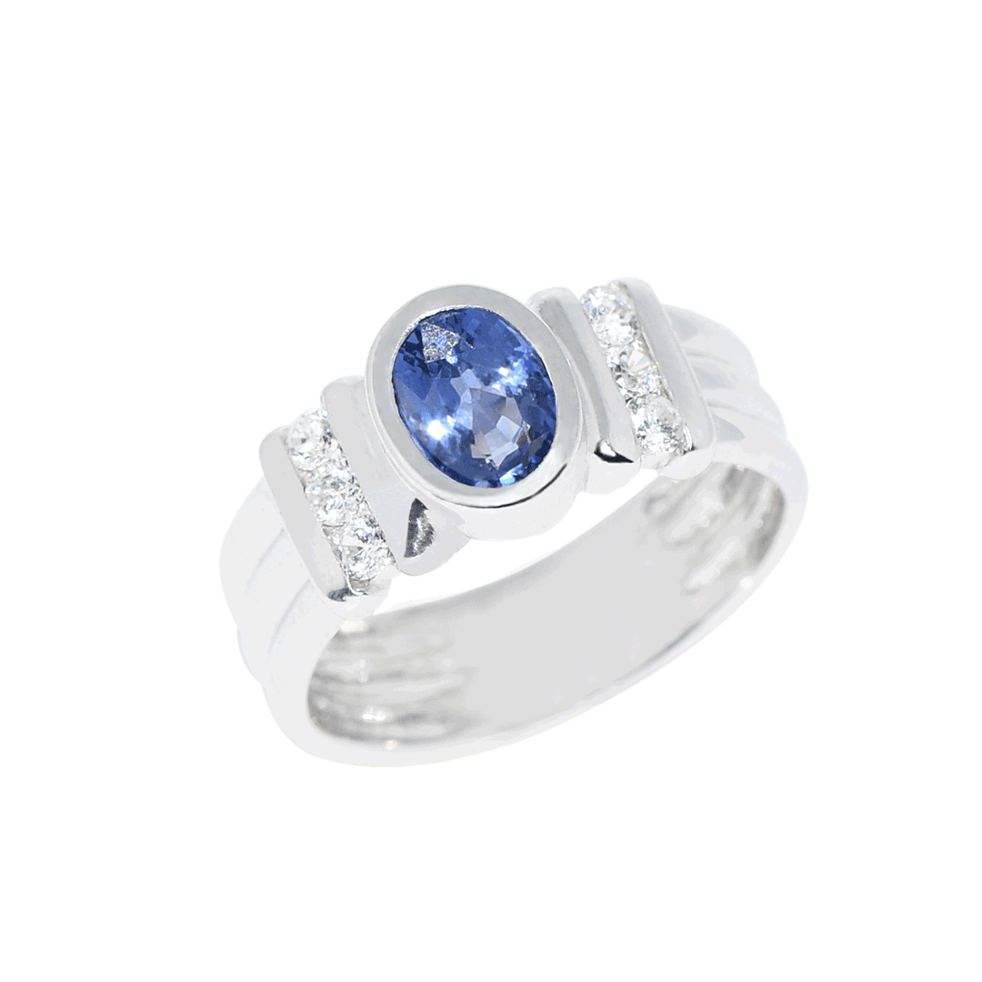 bague saphir bleu et diamant iris