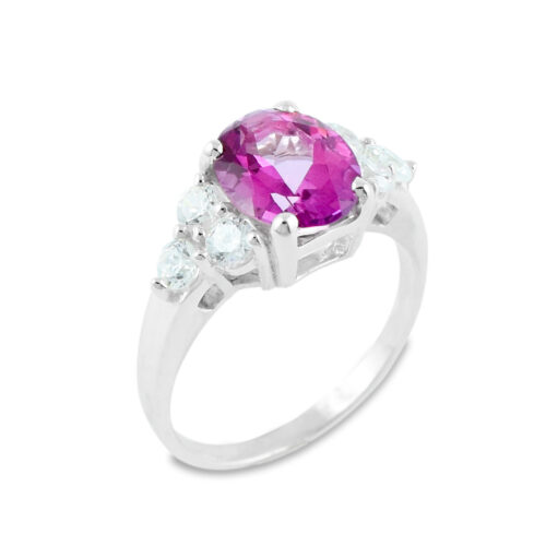 Bague de fiançailles saphir rose et diamants