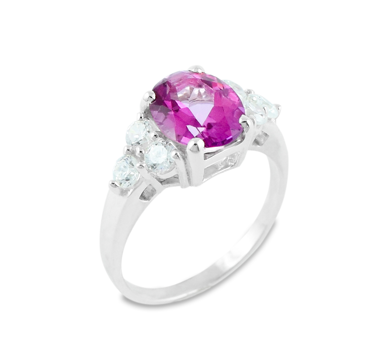 Bague de fiançailles saphir rose et diamants