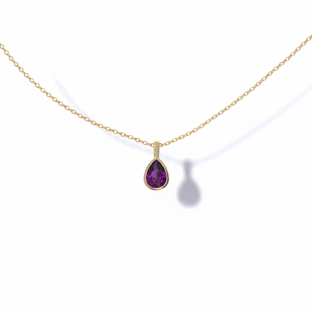 pendentif saphir violet taille poire paris