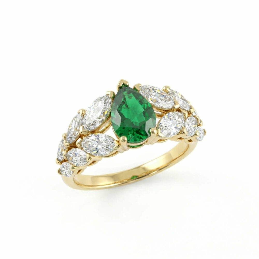 bague sur mesure émeraude et diamants paris